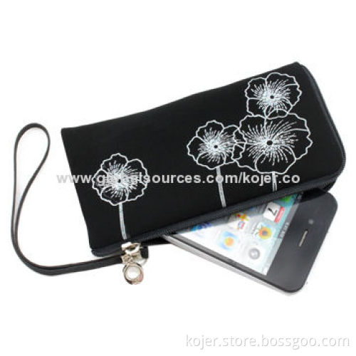 Velvet Slider Bag for iPhone with Quality Zipper Slider and Lanyard, Comes in Black
